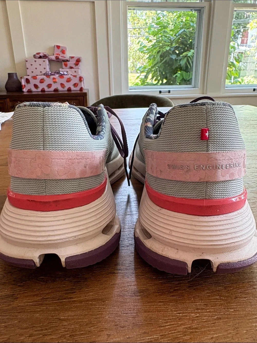 On Cloud- Women's running shoes Light Blue with Pink & Purple Accent